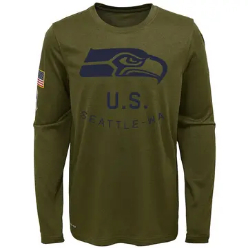 Olive Youth Seattle Seahawks Legend 2018 Salute to Service Performance Long Sleeve T-Shirt